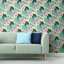Load image into Gallery viewer, RETRO TROPICAL LEAVES PEEL &amp; STICK WALLPAPER