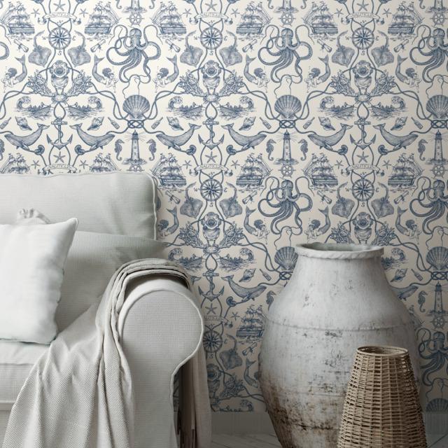 DEEP SEA TOILE PEEL & STICK WALLPAPER