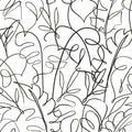 Tamara's family vacations inspire the playful child-like botanical line art of the pattern Tropical Signature.