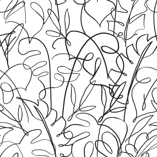 Tamara's family vacations inspire the playful child-like botanical line art of the pattern Tropical Signature.