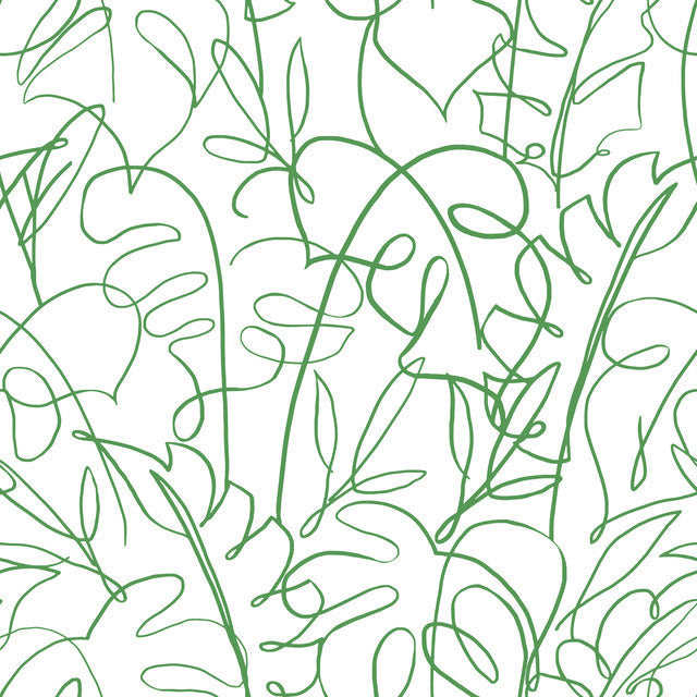 Tamara's family vacations inspire the playful child-like botanical line art of the pattern Tropical Signature.