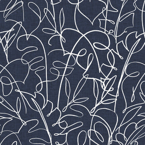 Tamara's family vacations inspire the playful child-like botanical line art of the pattern Tropical Signature.