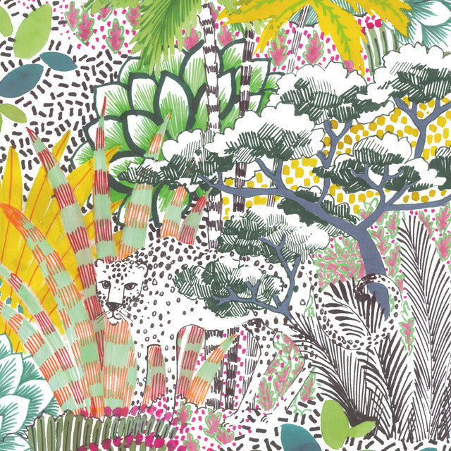 The Sunrise and excitement of a new day inspired the lush, tropical Jungle Vibes pattern.