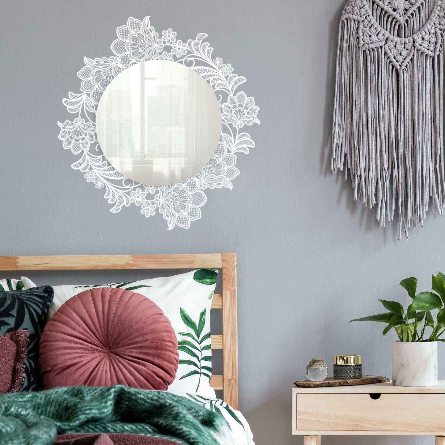 LACE WALL DECALS WITH MIRROR