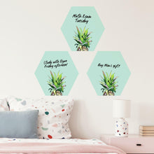 Load image into Gallery viewer, PINEAPPLE CROWN DRY ERASE HEXAGON PEEL AND STICK WALL DECALS