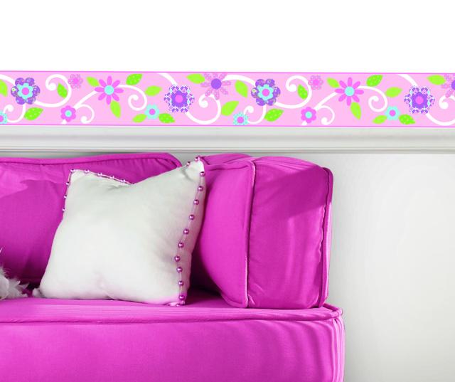 SCROLL FLORAL BDR.(PINK W/WHT)