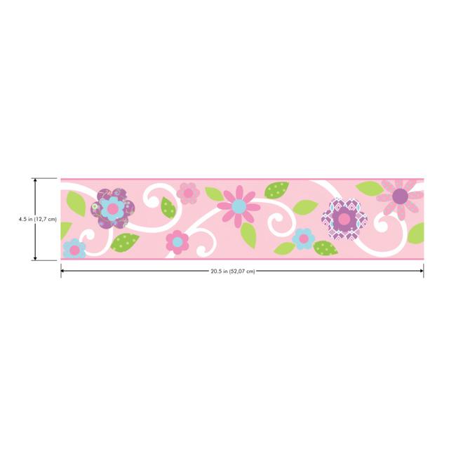 SCROLL FLORAL BDR.(PINK W/WHT)