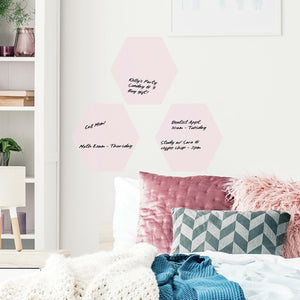 BLUSH BEAUTY DRY ERASE HEXAGON PEEL AND STICK WALL DECALS