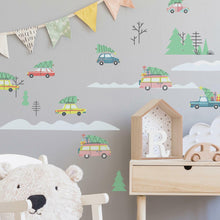 Load image into Gallery viewer, RETRO CHRISTMAS CARS PEEL AND STICK WALL DECALS