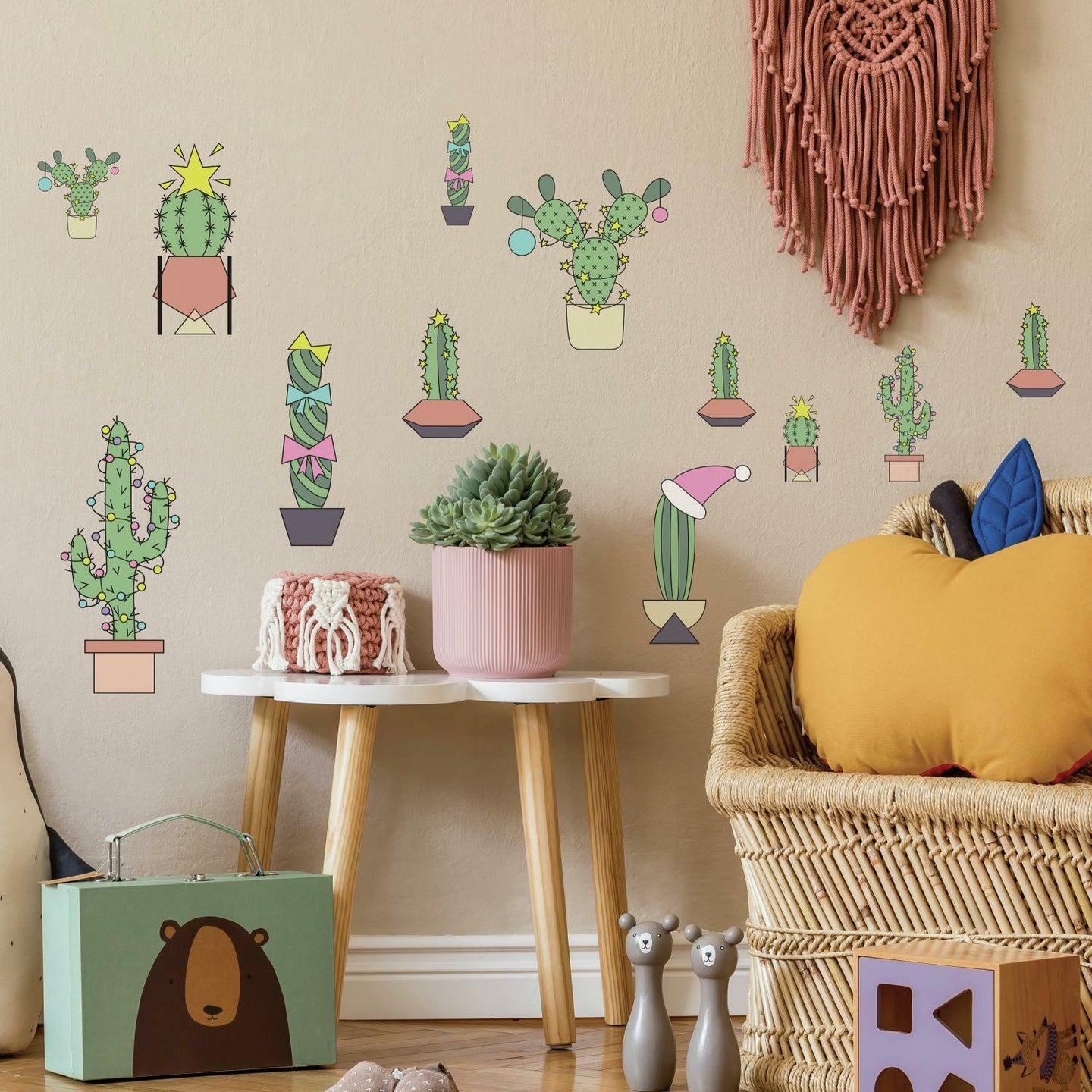 CHRISTMAS CACTI PEEL AND STICK WALL DECALS