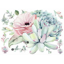 Load image into Gallery viewer, WATERCOLOR FLORAL SUCCULENTS PEEL AND STICK GIANT WALL DECALS