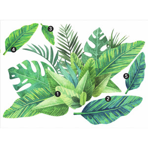 WATERCOLOR TROPICAL LEAVES PEEL AND STICK GIANT WALL DECALS