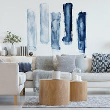 Load image into Gallery viewer, BLUE WATERCOLOR BRUSH STROKES PEEL AND STICK GIANT WALL DECALS
