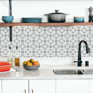 GALWAY GRAY TILE BACKSPLASH PEEL AND STICK GIANT WALL DECALS