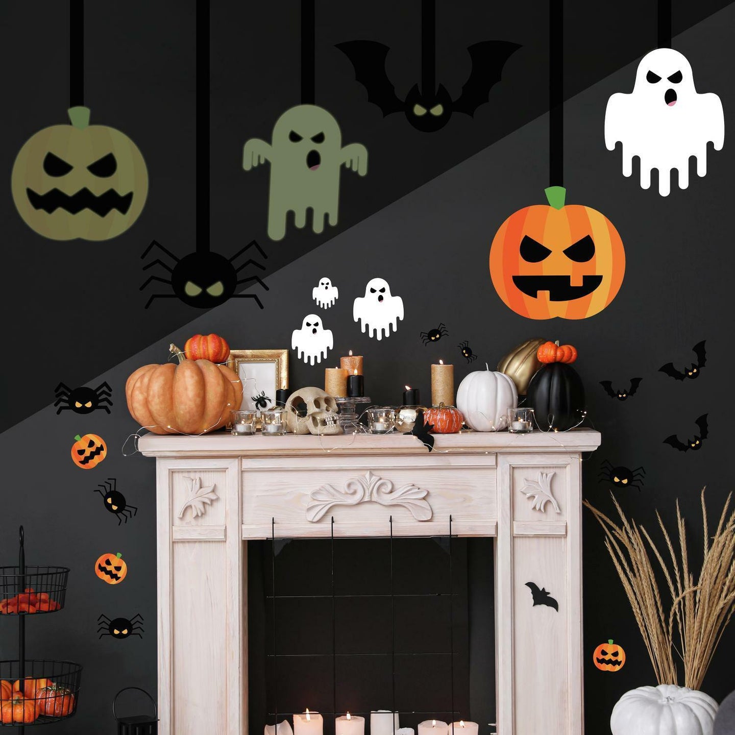 HALLOWEEN GLOW IN THE DARK PEEL AND STICK GIANT WALL DECALS