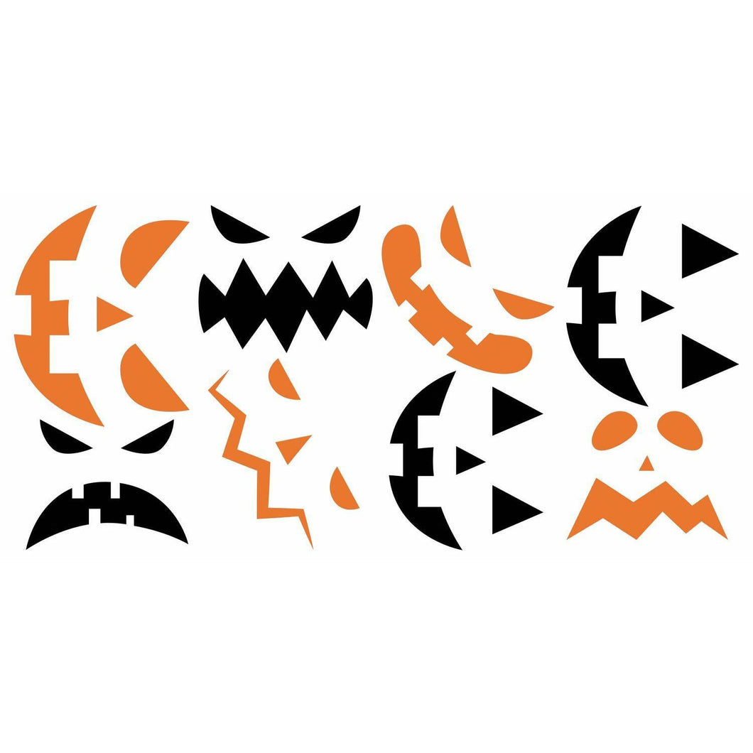 HALLOWEEN PUMPKIN FACES GLOW IN THE DARK PEEL AND STICK WALL DECALS