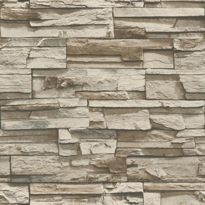 NATURAL STACKED STONE PEEL AND STICK WALLPAPER