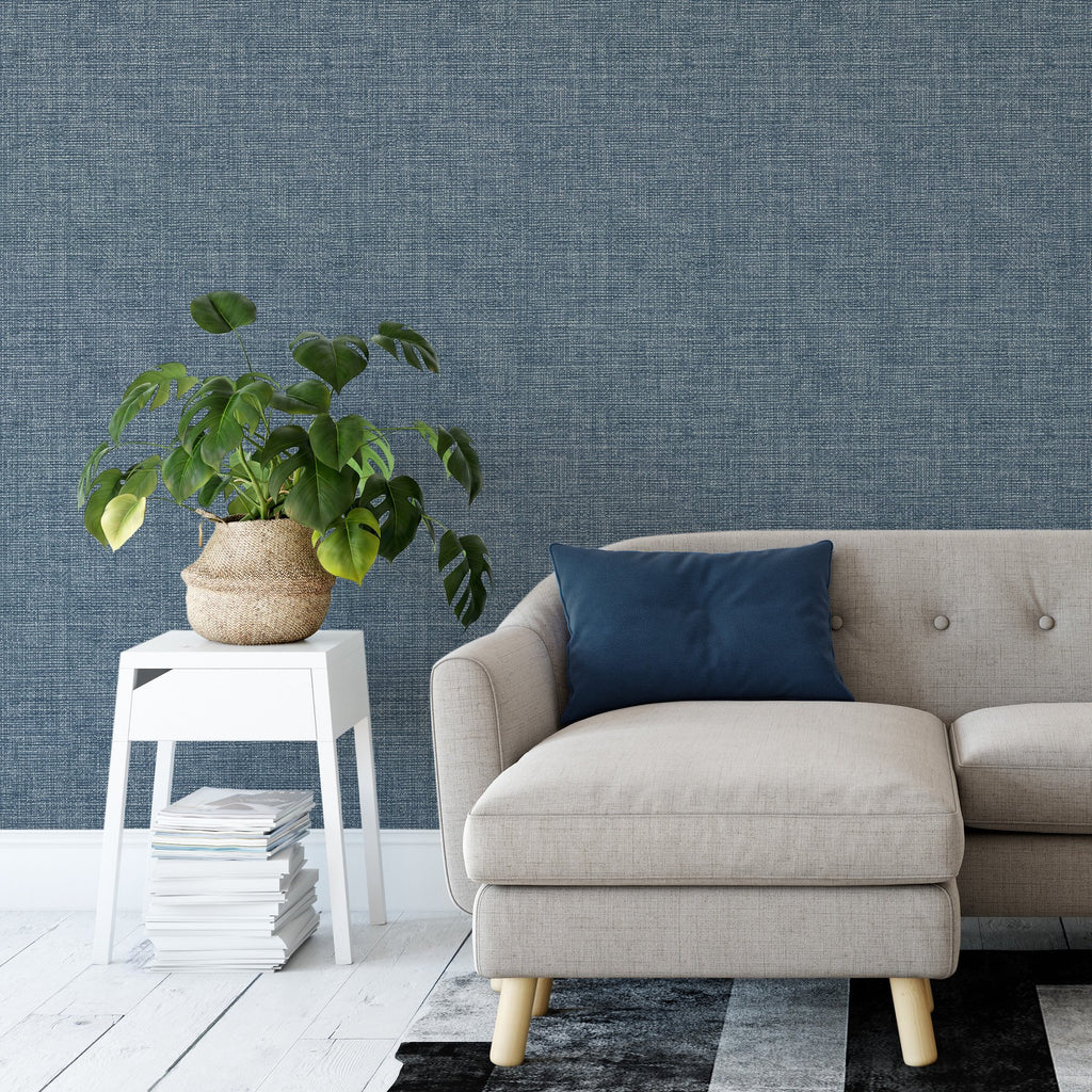 Cobalt Warp and Weft Self Adhesive Wallpaper