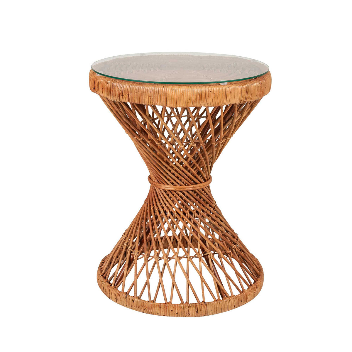 klasik round rattan side table, antique brown