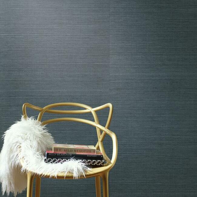 Navy Blue Plain Grasscloth