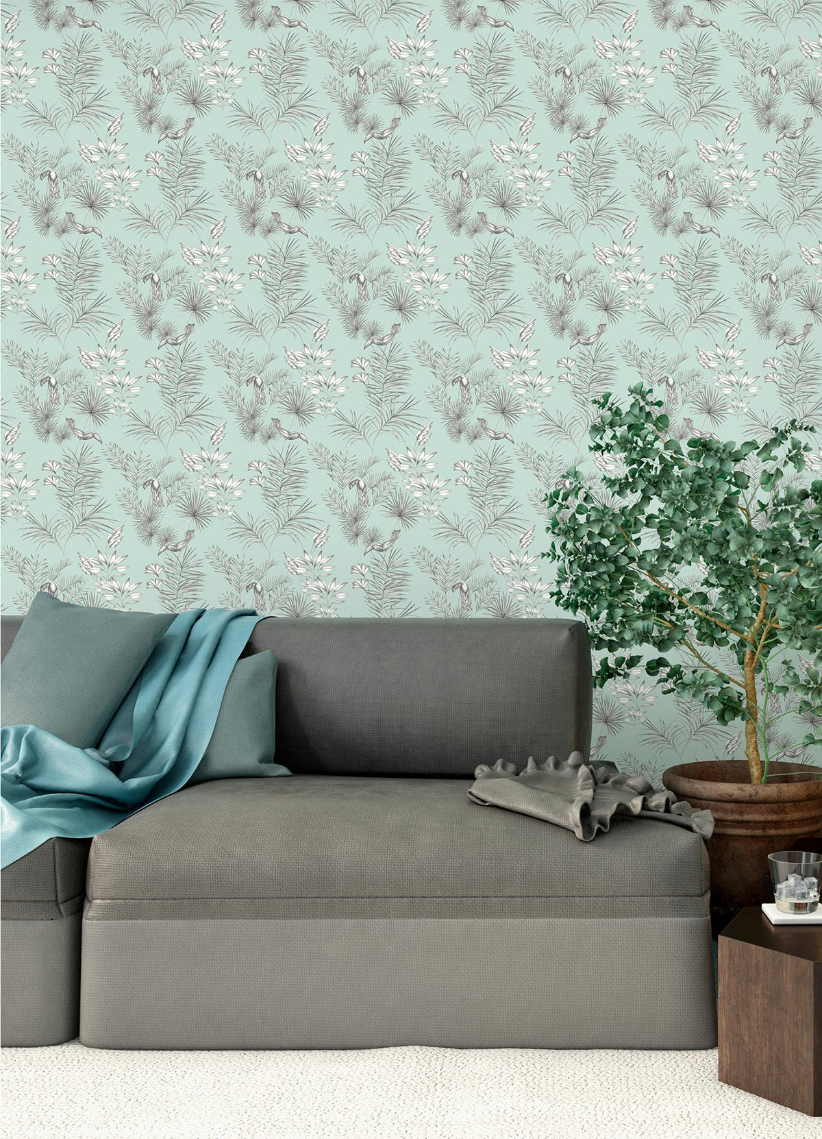 Shelly Toucan Toile Wallpaper