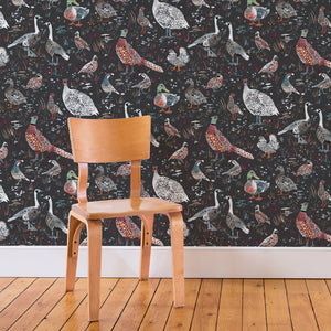 Bird Season Wallpaper in Charcoal