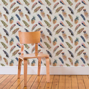 Feathers Wallpaper in Neutral
