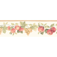 Load image into Gallery viewer, wallpaper, wallpapers, border, fruit, leaves, vines, apples, grapes, peaches, die cut