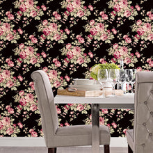 Load image into Gallery viewer, Grand Floral Wallpaper in Black, Ebony, Plum &amp; Pinks