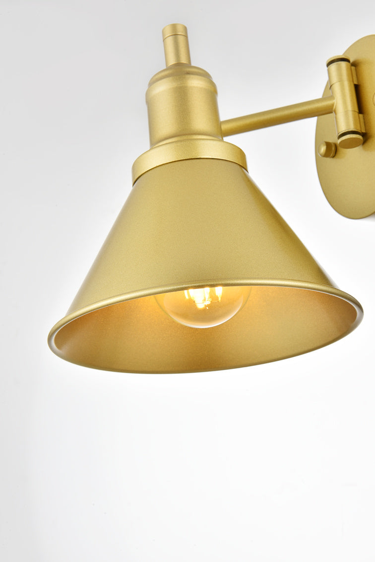 brass swing arm wall sconce