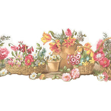 Load image into Gallery viewer, wallpaper, wallpapers, border, floral, flowers, leaves, basket, clay pots, die cut