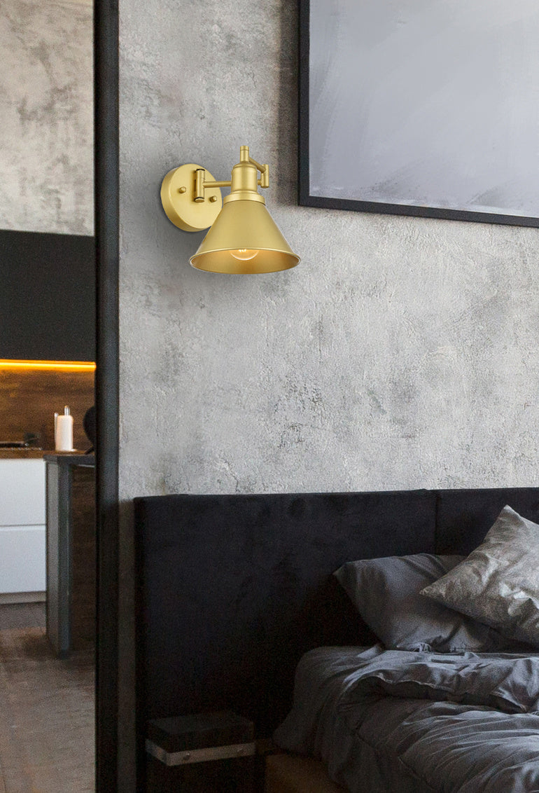 brass swing arm wall sconce