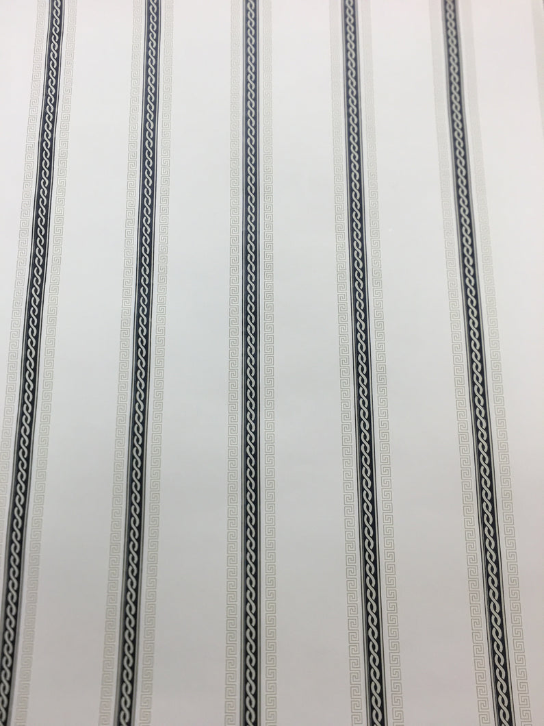 Ig2238.  Black and cream Greek key stripe