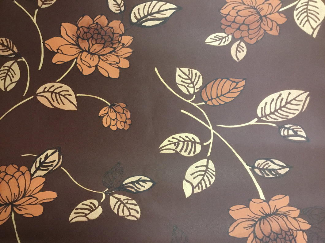 SW29201. Dark brown bg. W/orange flowers