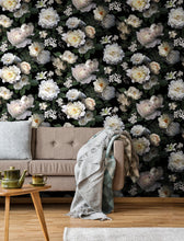 Load image into Gallery viewer, BLACK PHOTOGRAPHIC FLORAL PEEL &amp; STICK WALLPAPER MURAL
