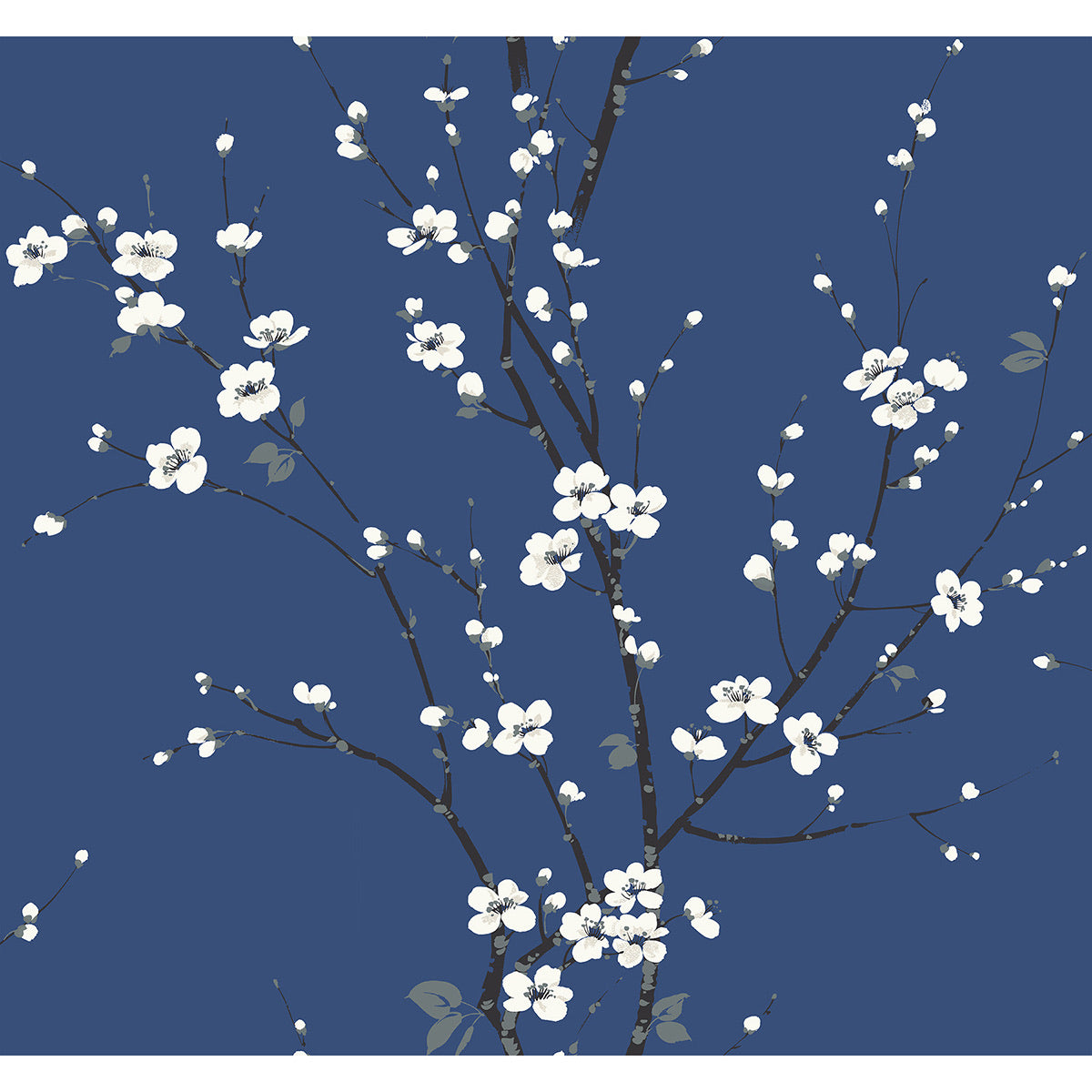 Monterey Cobalt Floral Branch Wallpaper
