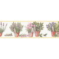 wallpaper, wallpapers, border, botanical, leaves, flowers, herbs, flower pots, name tags, solid edge