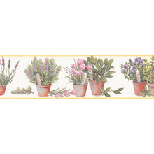 Load image into Gallery viewer, wallpaper, wallpapers, border, botanical, leaves, flowers, herbs, flower pots, name tags, solid edge