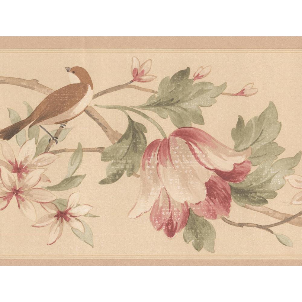 Cream get.w/pink flowers ad bird. HM79331N