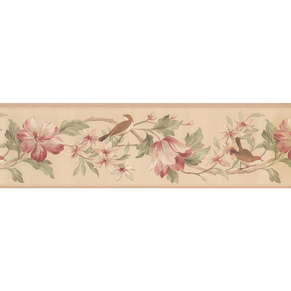 Cream get.w/pink flowers ad bird. HM79331N