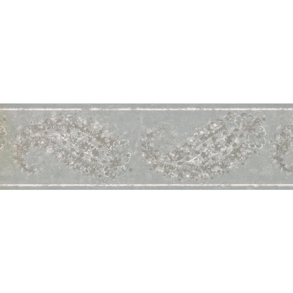 NTX79281 blue,silver paisley border
