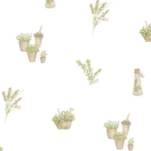 Load image into Gallery viewer, wallpaper, wallpapers, botanical, leaves, herbs, flowers, floral, bottle, basket