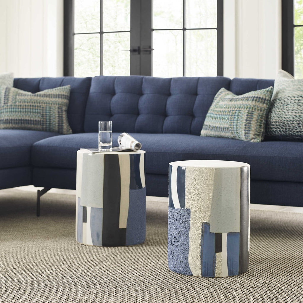 blue garden stool