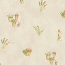 Load image into Gallery viewer, wallpaper, wallpapers, botanical, leaves, herbs, flowers, floral, bottle, basket