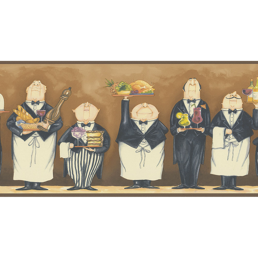 wallpaper, wallpapers, border, novelty, butlers, food, drinks, dessert, platters, aprons, bow ties