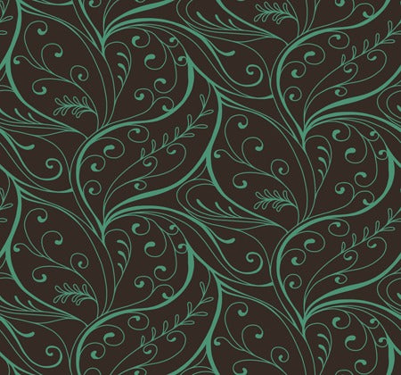 We70104. Dark brown bg.w/turquoise.swirls