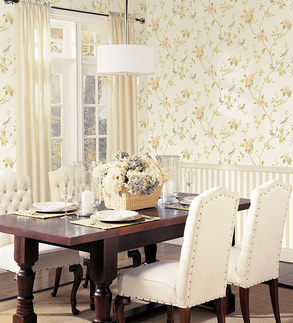 Floral Bird Sidewall Wallpaper