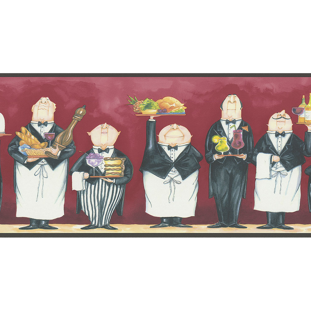 wallpaper, wallpapers, border, novelty, butlers, food, drinks, dessert, platters, aprons, bow ties