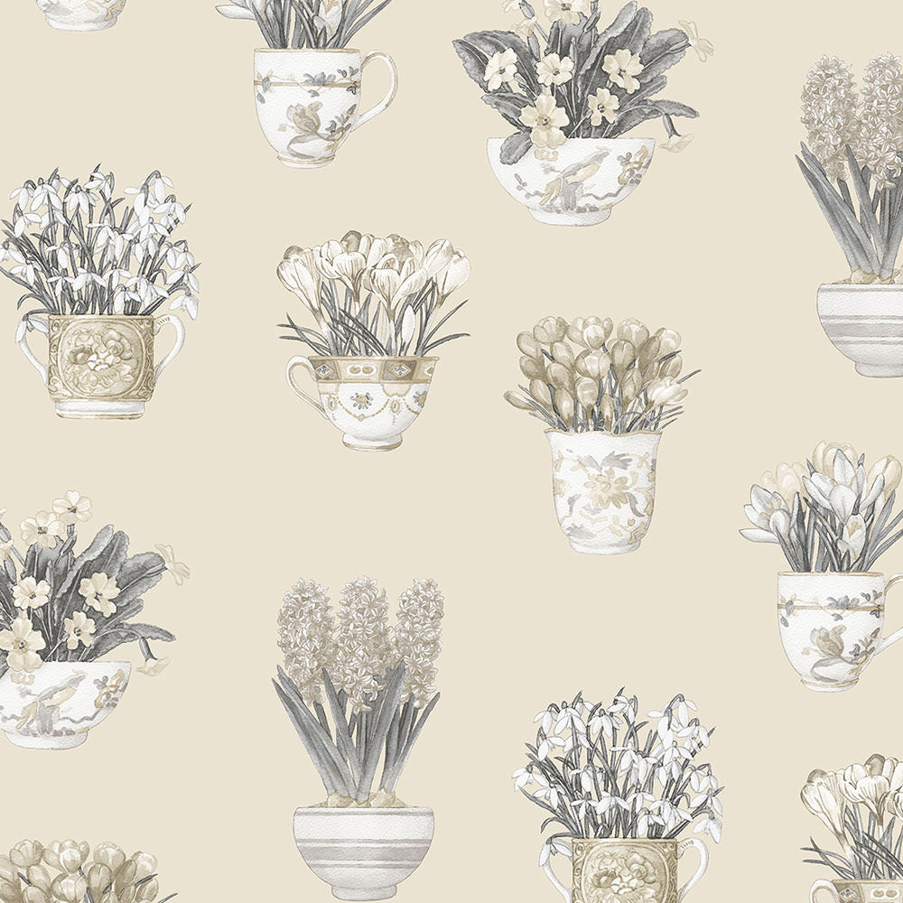 wallpaper, wallpapers, novelty, floral, flowers, leaves, tea cups, cups